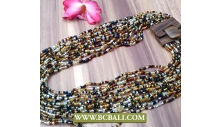 Bcbali Multi Strand Beaded Necklaces with Buckle Wood
